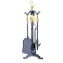 C SET ATTREZZI CAMINO C/STAND 5 PZ ORO