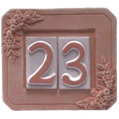 PORTANUMERO IN TERRACOTTA 2 POSTI 18X16 CM