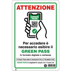 TARGA 20X30 ESIBIRE GREEN PASS TARGA 20X30 ESIBIRE GREEN PASS