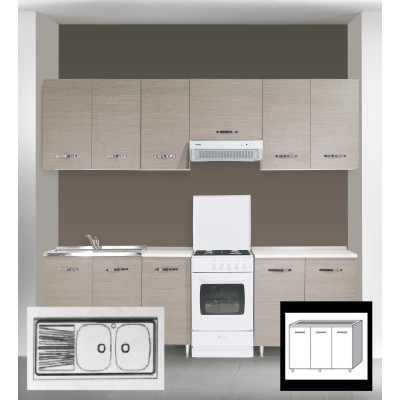 LAVELLO APPOGGIO INOX 2 VASCHE DX + GOCCIOLATOIO SX 120 CM