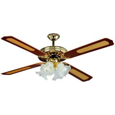 VENTILATORE A SOFFITTO OLD AMERICA C/TELEC+4 LUCI