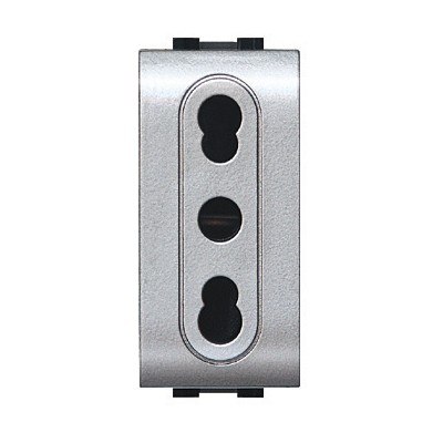 LIFE 4045 TEC PRESA BIPASSO 10/16A ARGENTO SATINAT