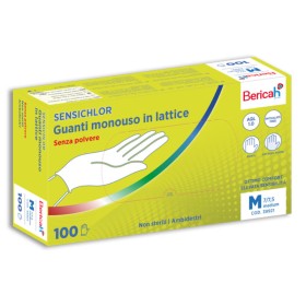 Bericah Sensichlor - Guanti monouso Lattice Senza polvere AQL 1.0 - Box 100 pz Lattice senza polvere Sensichlor