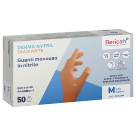 Bericah Derma Nytril Diamante - Guanti monouso in nitrile senza polvere con spessore maggiorato AQL 1.0 - Box 50 pz Bericah Derma Nytril Diamante Box