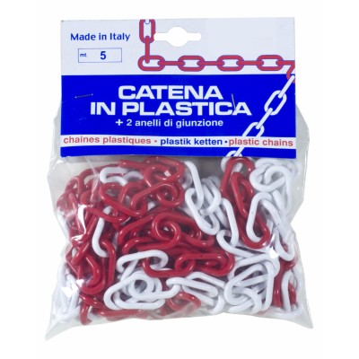 PL CATENA PLASTICA BIANCO ROSSO D 8 MM DA 5 M