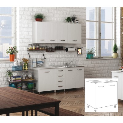KIT CUCINA BASE 2 ANTE 80X50XH85 CM S/LAVELLO BIANCO