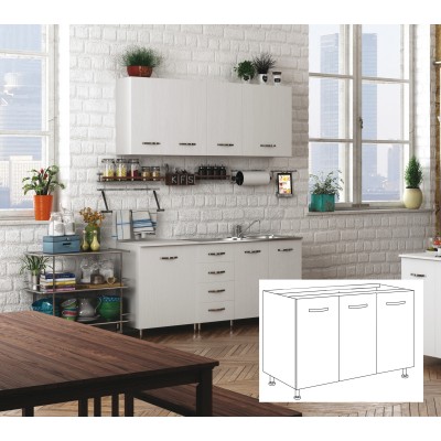 KIT CUCINA BASE 3 ANTE 120X50XH85 CM S/LEVELLO BIANCO