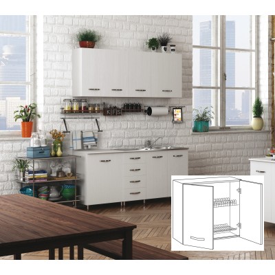 KIT CUCINA PENSILE 2 ANTE SCOLAPIATTI 80X32XH72 CM BIANCO