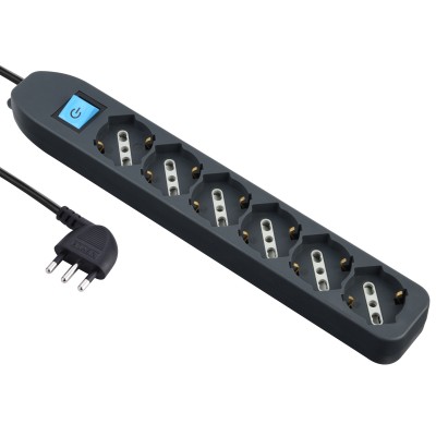 MULTIPRESA 6P BIP/SCHUKO+INTERR NERO FIG.4