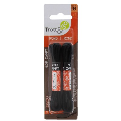 LACCI P/SCARPE TONDI 75 CM  2 PAIA NERO