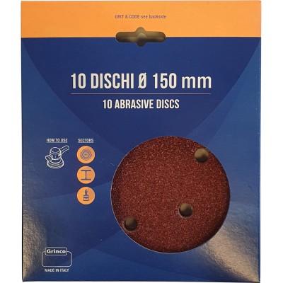 DISCO ABRASIVO VELCRO 6 FORI D 150 MM GR  40 CF 10