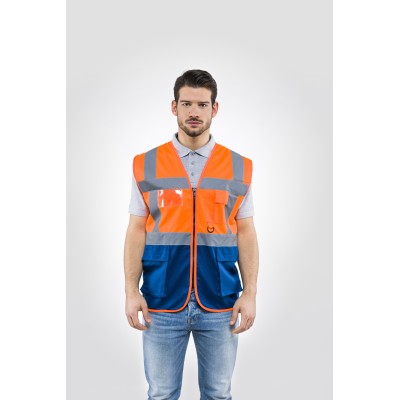 GILET ALTA VISIBILIT ARANCIO/BLU LASER TG. XL