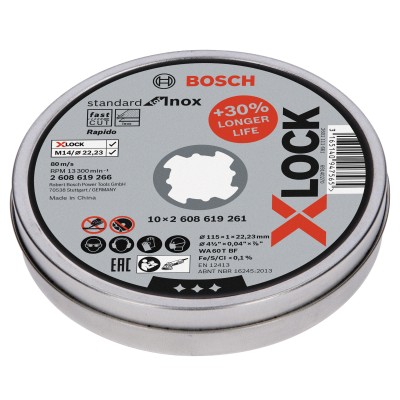 BOSCH-A 10 DISCHI P/INOX XLOCK 115X1,0 MM