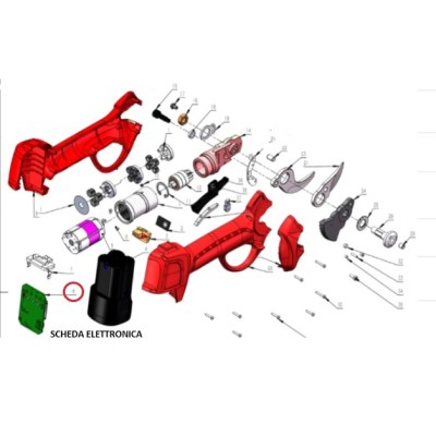 R SCHEDA ELETTR.FORBICI POTA BATT DJ-025