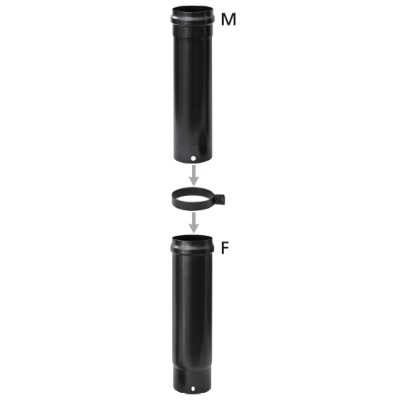 TUBO TELESCOPICO P/STUFA A PELLET D 8 CM NERO OPACO