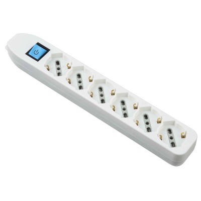 MULTIPRESA 6P BIP/SCHUKO+INTERR S/CAVO BIANCO FIG.10