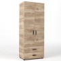 KIT ARMADIO 2 ANTE + 2 CASSETTI 80X52X205 CM ROVERE M. K358