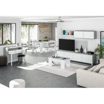 KIT TAVOLO CAFF ELEV 50X100X45/56H BIANCO/CEMEN