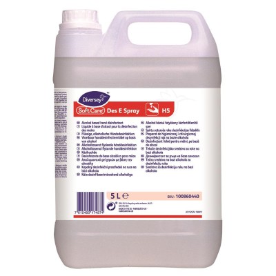 Diversey Liquido Igienizzante contro virus e batteri Soft Care DES E Spray H5, Tanica 5L