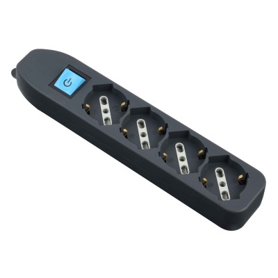MULTIPRESA 4P BIP/SCHUKO+INTERR S/CAVO NERO FIG.9