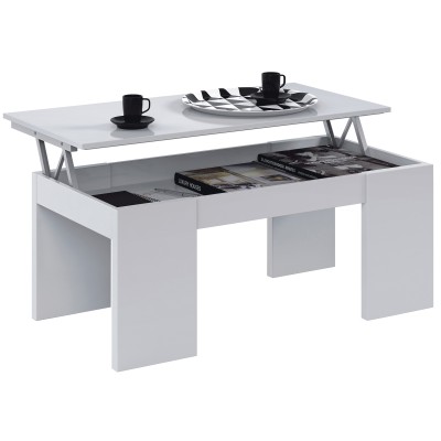 KIT TAVOLO CAFF ELEV 50X100X43/54H BIANCO LUCIDO