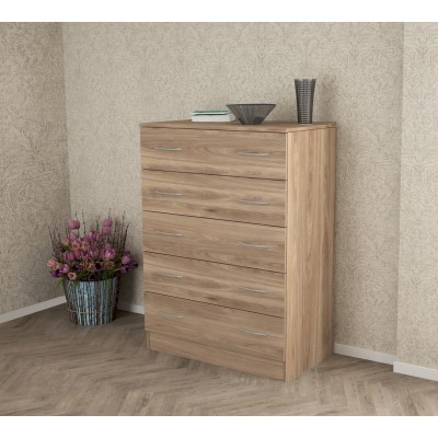 KIT CASSETTIERA 5 CASSETTI 80X45X111 CM ROVERE