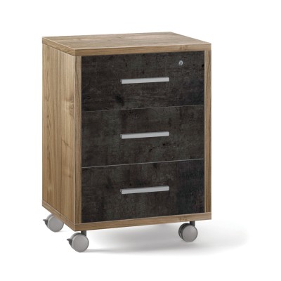 UFFICIO DOUBLE CASSETTIERA 3C 71X51 CM  NOCE ST/NERO