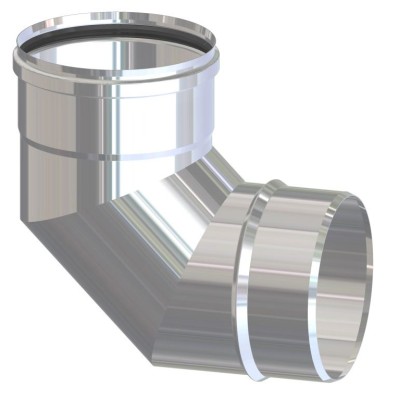 GOMITO INOX AISI 304 P/PELLET 90  8 CM
