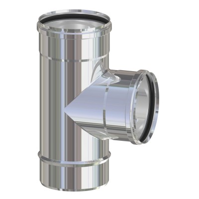 RACCORDO A T INOX ATTACCO FFM P/PELLET D  8 CM