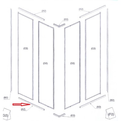 R PROFILO (A2)X BOX DOCCIA CRILEX GOCCIA 1,6 MM 68-80X68-80 BCO