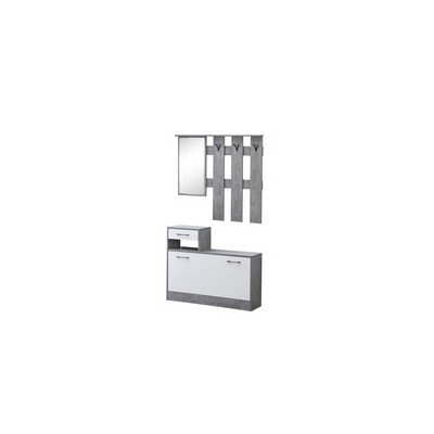 MOBILE INGRESSO RUDOLF 100X26X180 CM BIANCO/CEMENTO